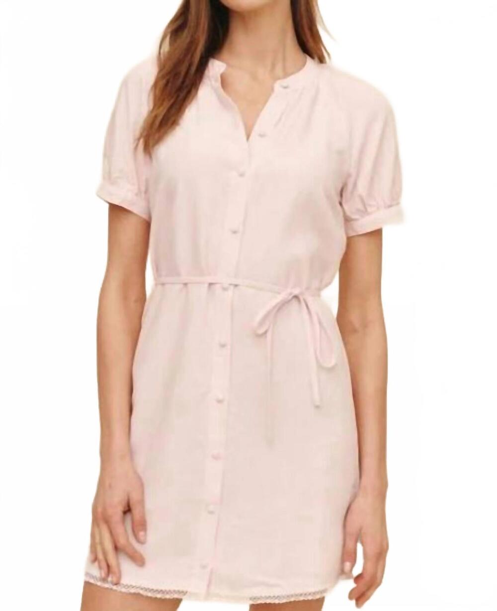 NEW BELLA DAHL short sleeve linen dress in pink
